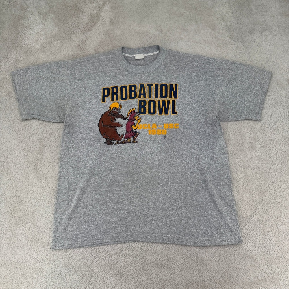 VTG 1980 Probation Bowl UCLA‎ Bruins USC Trojans Rivalry Game Shirt Mens XL Gray